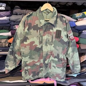 Vintage 90's serbian Military Field Jacket Camouflage M89 Men Size Small